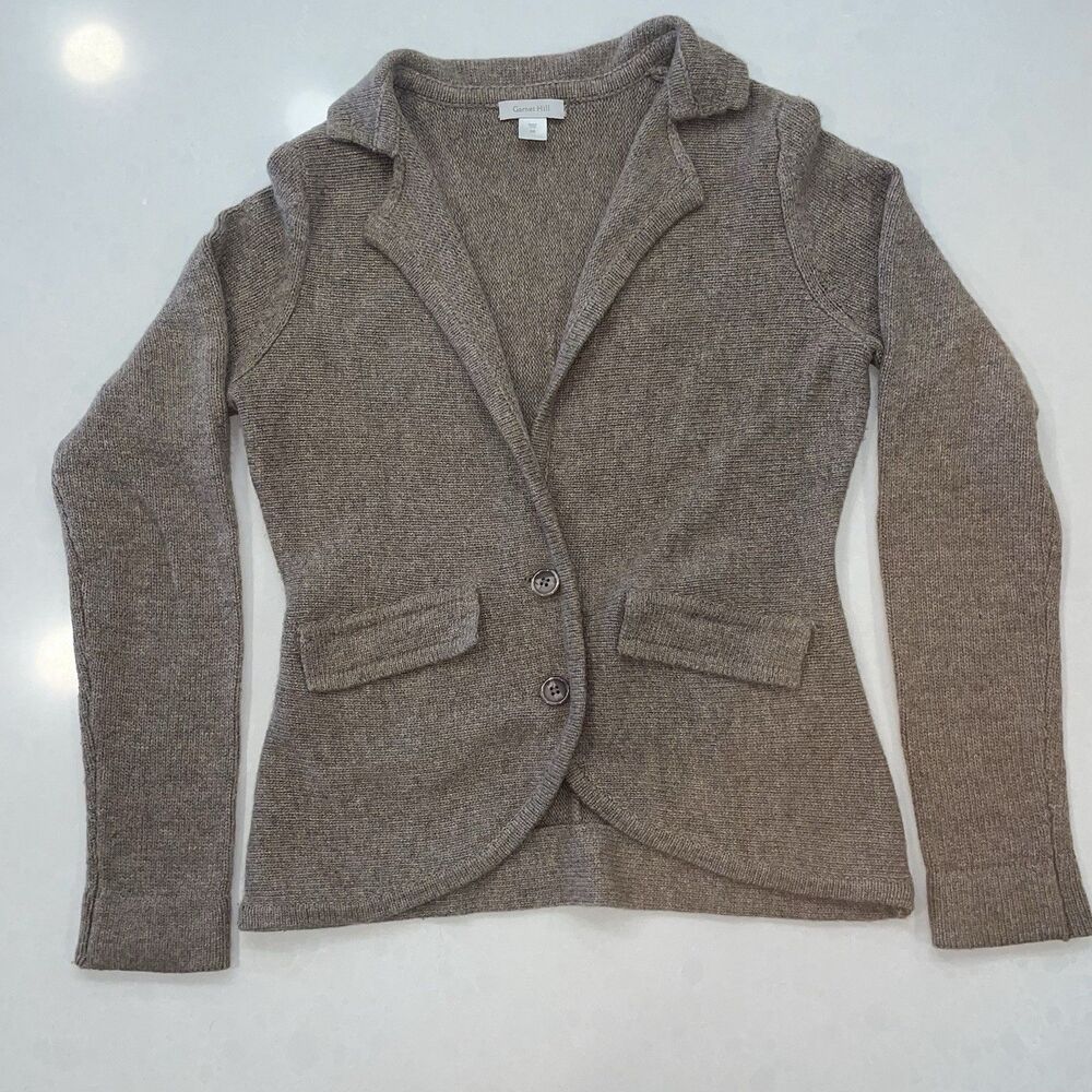 Garnet Hill Lambswool Cashmere Blend Brown Button Front Cardigan Sweater XS